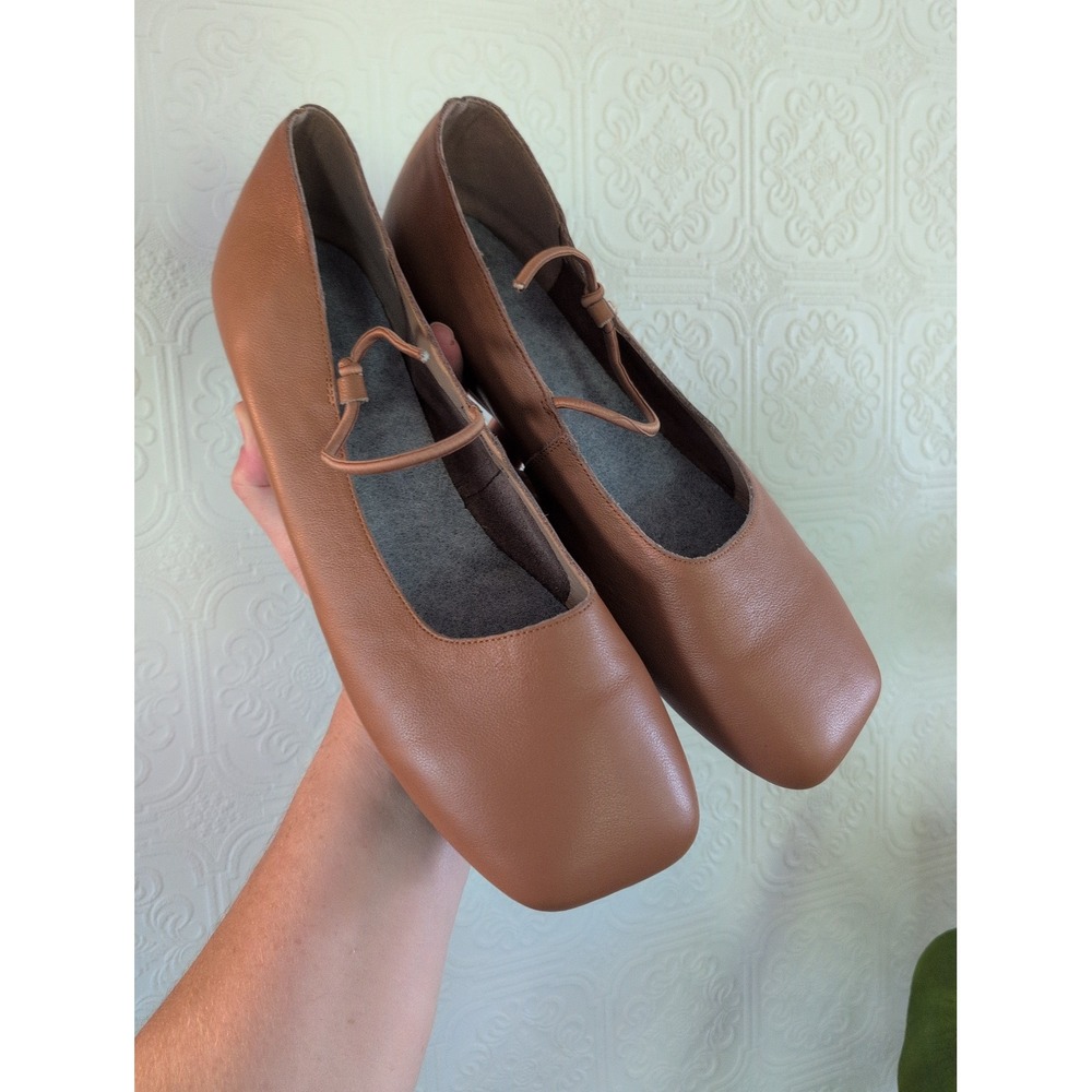Tan Brown Empress Square Toe Ballet Flats Sz. 43 US 12